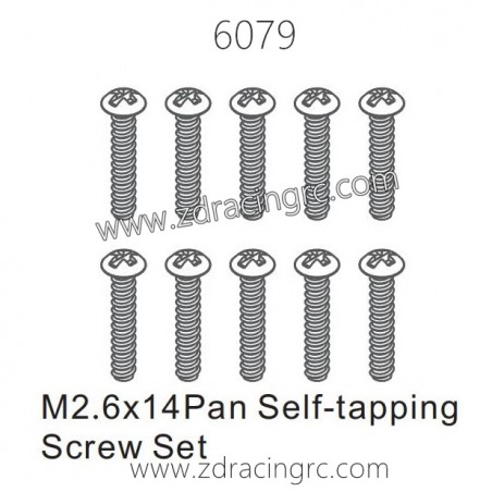ZD RACING 1/16 RC Car Spare Parts 6079 M2.6X14 Pan Self-tapping Screw set