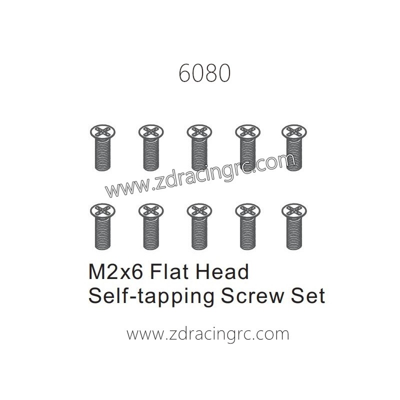 ZD RACING 1/16 RC Car Spare Parts 6080 M2X6 Flat Head Self-tapping Screw set