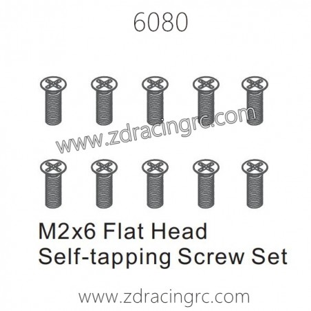 ZD RACING 1/16 RC Car Spare Parts 6080 M2X6 Flat Head Self-tapping Screw set