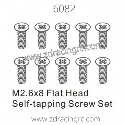ZD RACING 1/16 RC Car Spare Parts 6082 2.6X8 Flat Head Self-tapping Screw Set