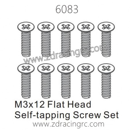 ZD RACING 1/16 RC Car Spare Parts 6083 M3X12 Flat Head Self-tapping Screw set ZD RACING 1/16 RC Car Spare Parts 6083 M3X12 Flat Head Self-tapping Screw set