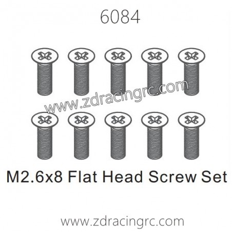 ZD RACING 1/16 RC Car Spare Parts 6084 M2.6X8 Flat Head Screw Set