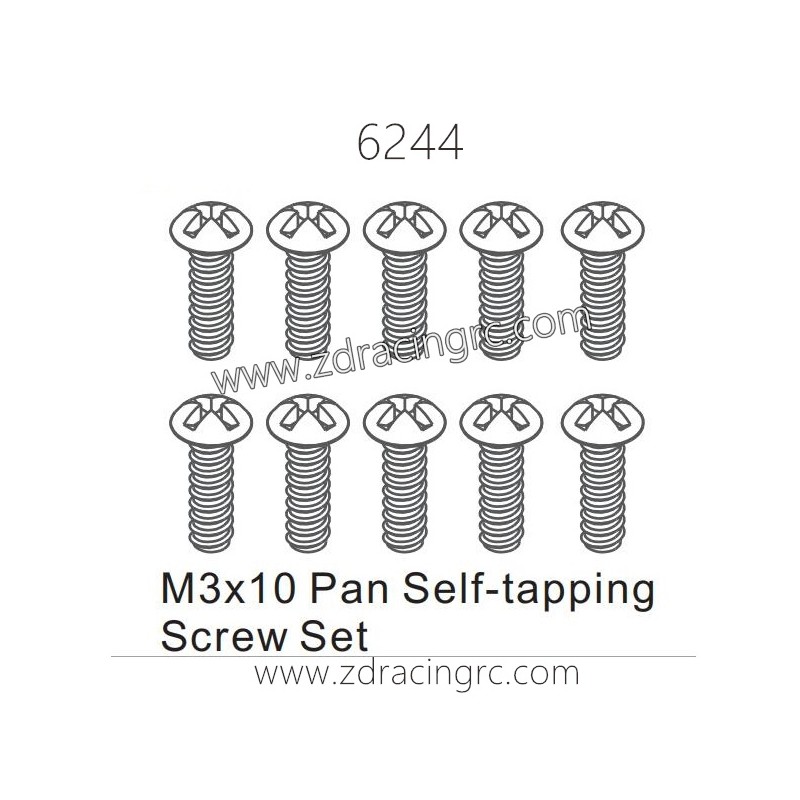 ZD RACING 1/16 RC Car Spare Parts 6244 M3X10 Pan Self-tapping Screw set