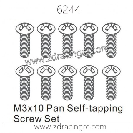 ZD RACING 1/16 RC Car Spare Parts 6244 M3X10 Pan Self-tapping Screw set