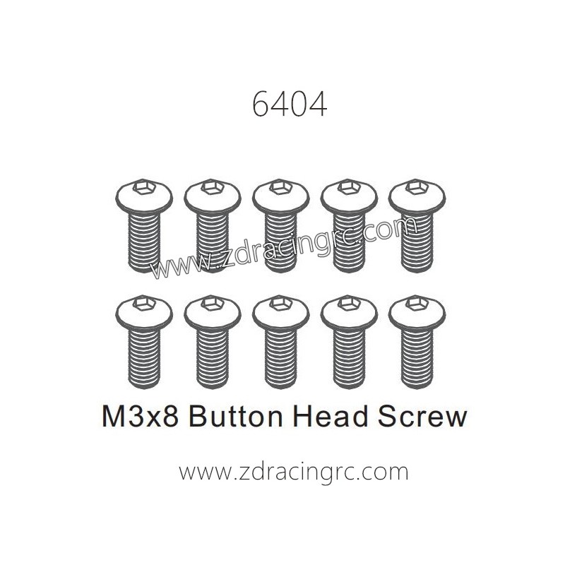 ZD RACING 1/16 RC Car Spare Parts 6404 M3x8 Button Head Screw