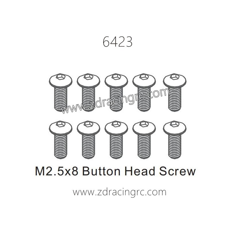 ZD RACING 1/16 RC Car Spare Parts 6423 M2.5X8 Button Head Screw