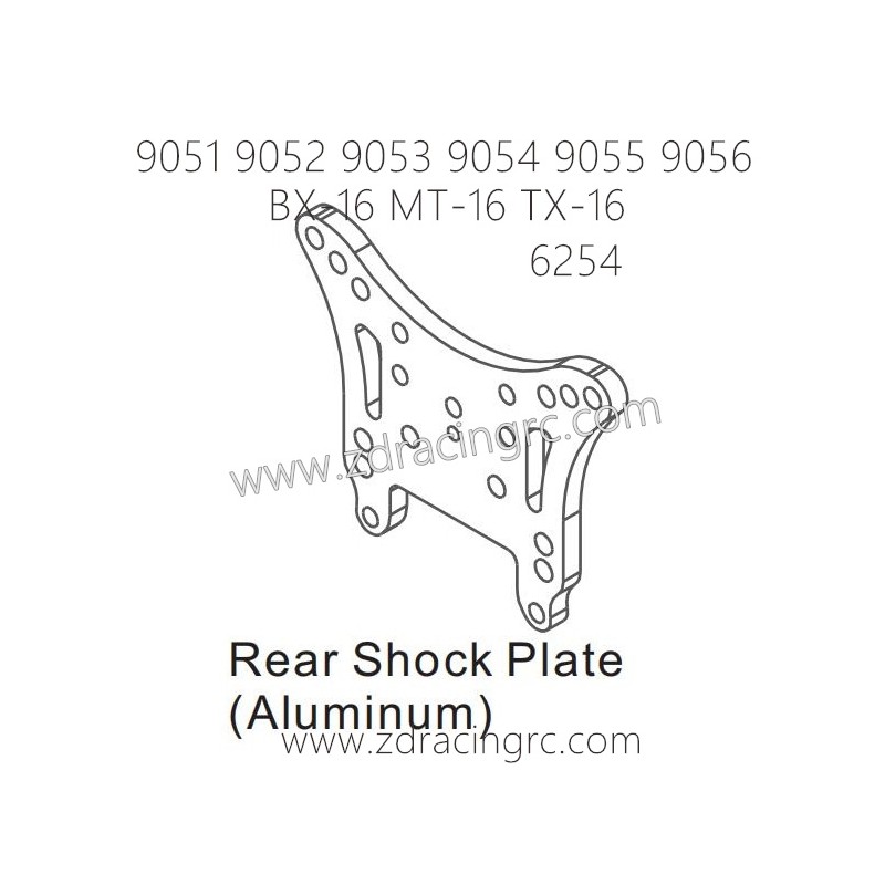 ZD RACING 9051 9052 9053 9054 9055 9056 Parts 6254 Rear Shock Plate Aluminum