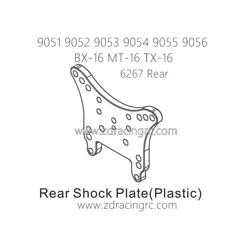 ZD RACING 9051 9052 9053 9054 9055 Parts 6267 Rear Shock Plate Plastic