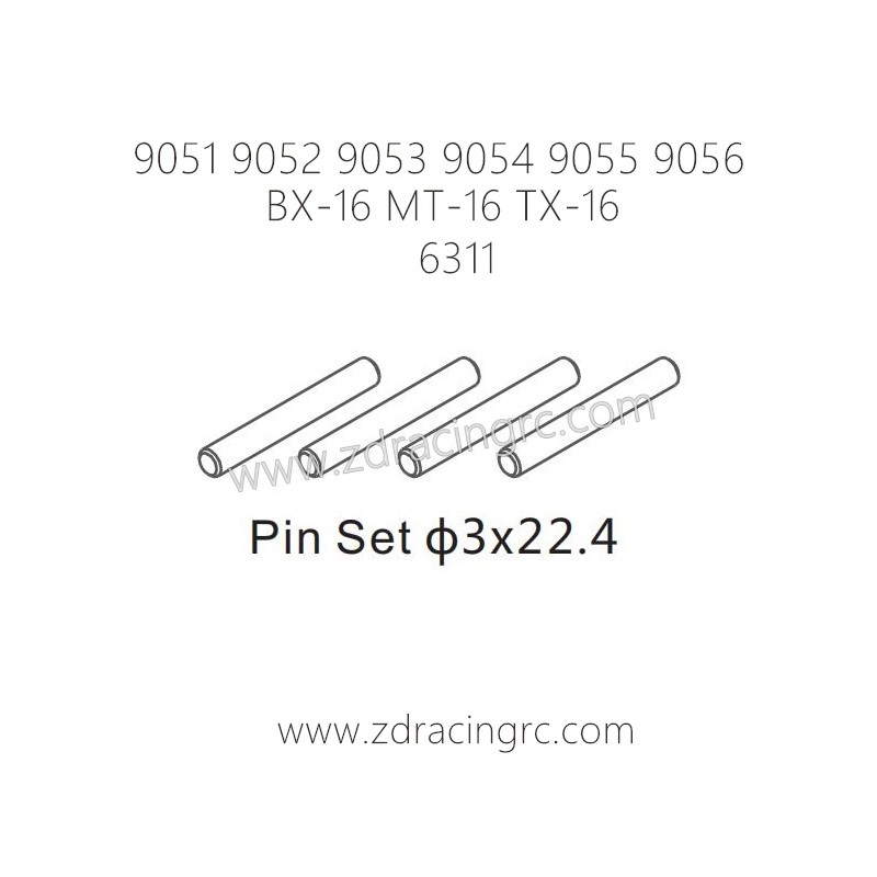 ZD RACING 9051 9052 9053 9054 9055 Parts 6311 Pin Set 3x22.4