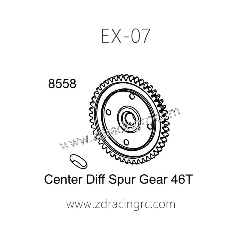 ZD RACING EX07 1/7 RC Car Parts 8558 Center Diff Spur Gear 46T