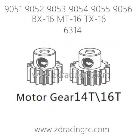 ZD RACING 9051 9052 9053 9054 9055 Parts 6314 Gear 14T 16T ZD RACING 9051 9052 9053 9054 9055 Parts 6314 Gear 14T 16T