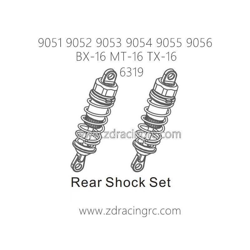 ZD RACING 9051 9052 9053 9054 9055 Parts 6319 Rear Shock Set