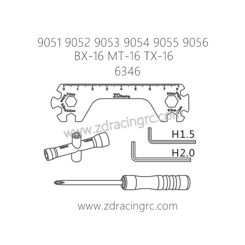 ZD RACING 9051 9052 9053 Parts 6346 Simple Tool kit