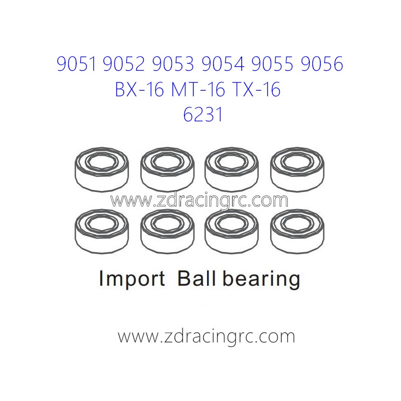 ZD RACING 9051 9052 9053 Parts 6231 Import Ball Bearing