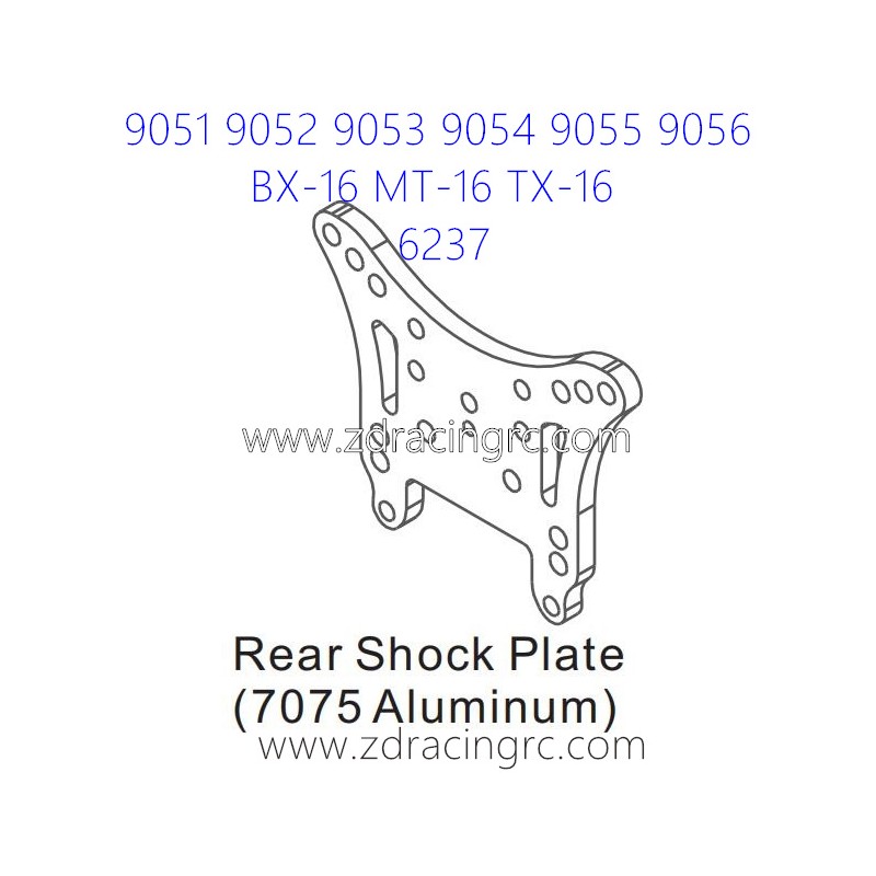 ZD RACING 9051 9052 9053 Parts 6237 Rear Shock Plate 7075 Aluminum