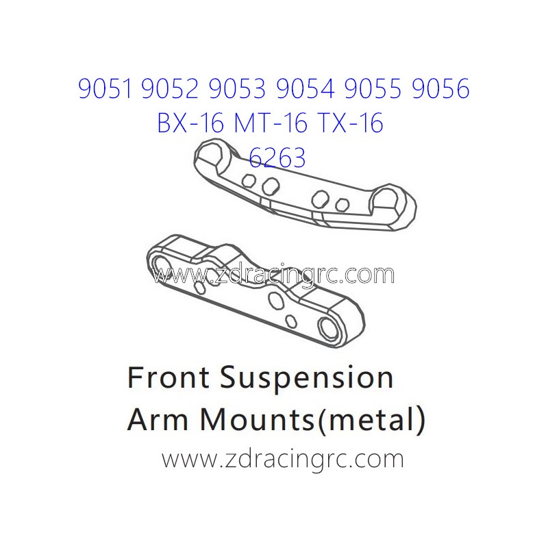 ZD RACING 9051 9052 9053 Parts 6263 Front Suspension Arm Mounts Metal