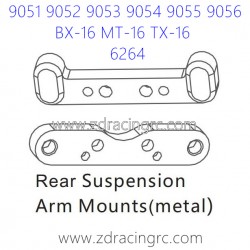 ZD RACING 9051 9052 9053 Parts 6264 Upgrade Rear Suspension Arm Mounts Metal