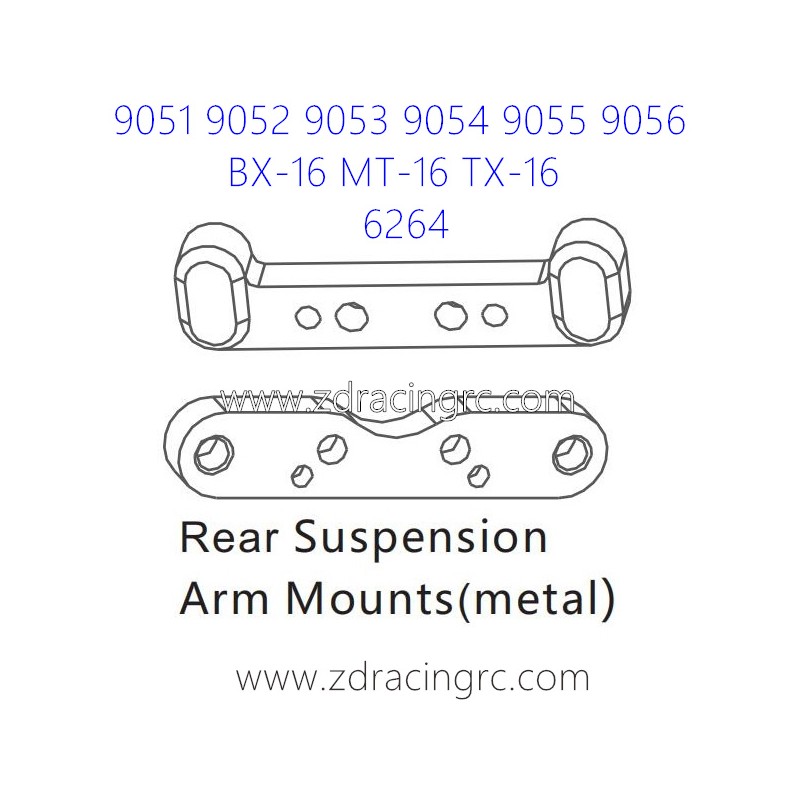 ZD RACING 9051 9052 9053 Parts 6264 Upgrade Rear Suspension Arm Mounts Metal