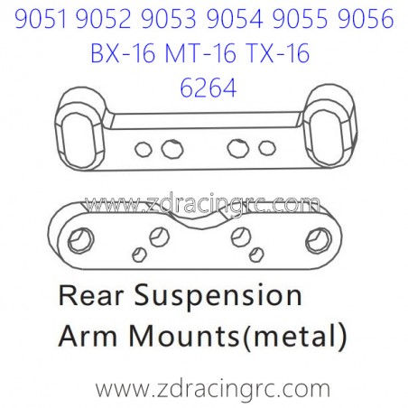 ZD RACING 9051 9052 9053 Parts 6264 Upgrade Rear Suspension Arm Mounts Metal