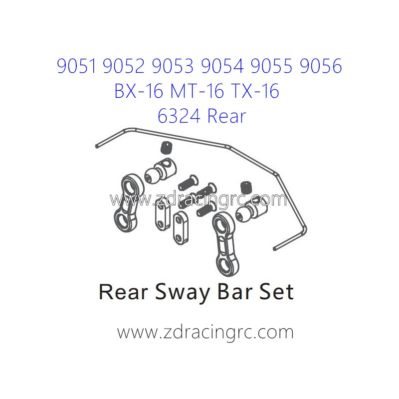 ZD RACING 9051 9052 9053 Parts 6325 Upgrade Rear Sway Bar Set