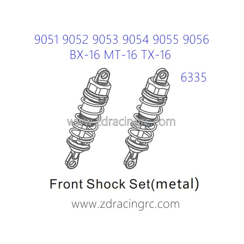 ZD RACING 9051 9052 9053 Parts 6335 Upgrade Front Shock Set Metal