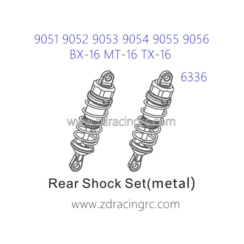 ZD RACING 9051 9052 9053 Parts 6336 Rear Shock Set Metal