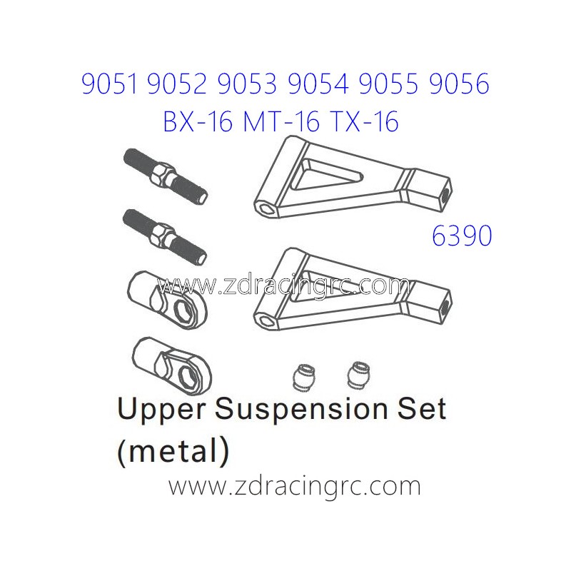 ZD RACING 9051 9052 9053 Parts 6390 Upgrade Upper Suspension Set Metal