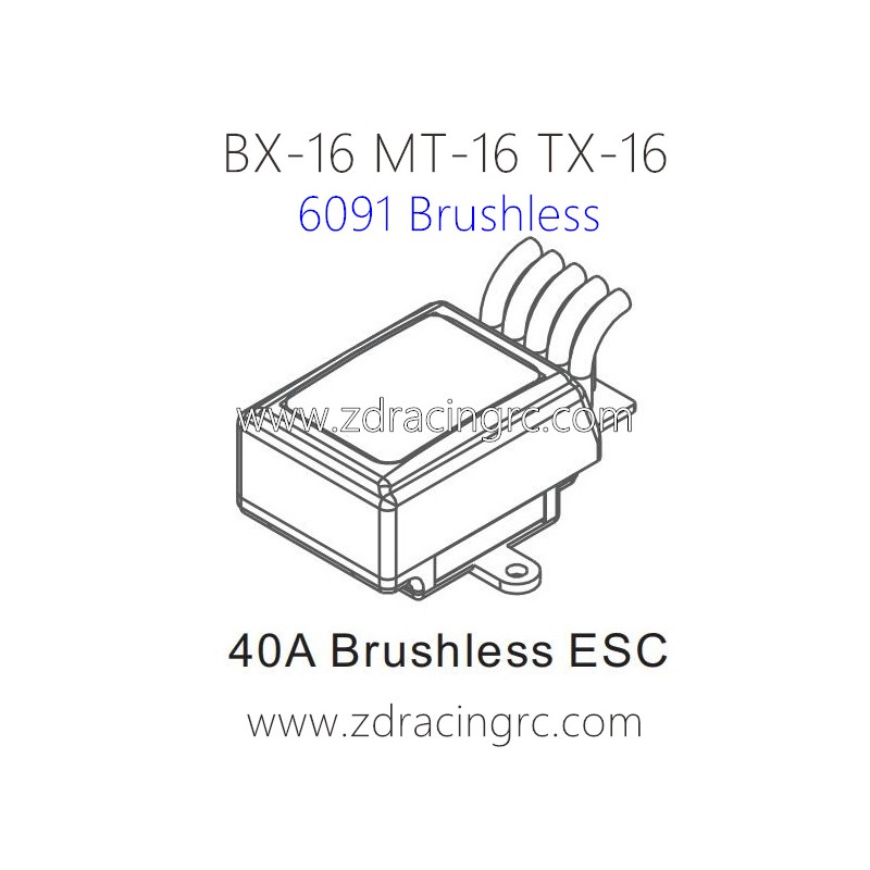 ZD RACING BX-16 MT-16 TX-16 9051 Upgrade Parts 6091 40A Brushless ESC