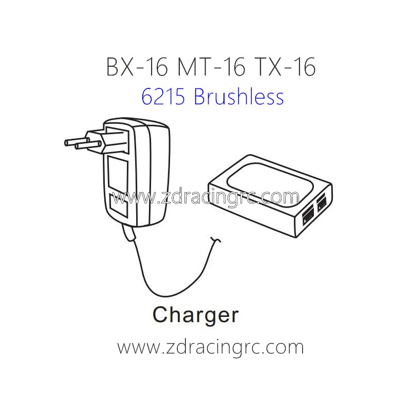 ZD RACING BX-16 MT-16 TX-16 9051 Parts 6215 Charger For Brushless