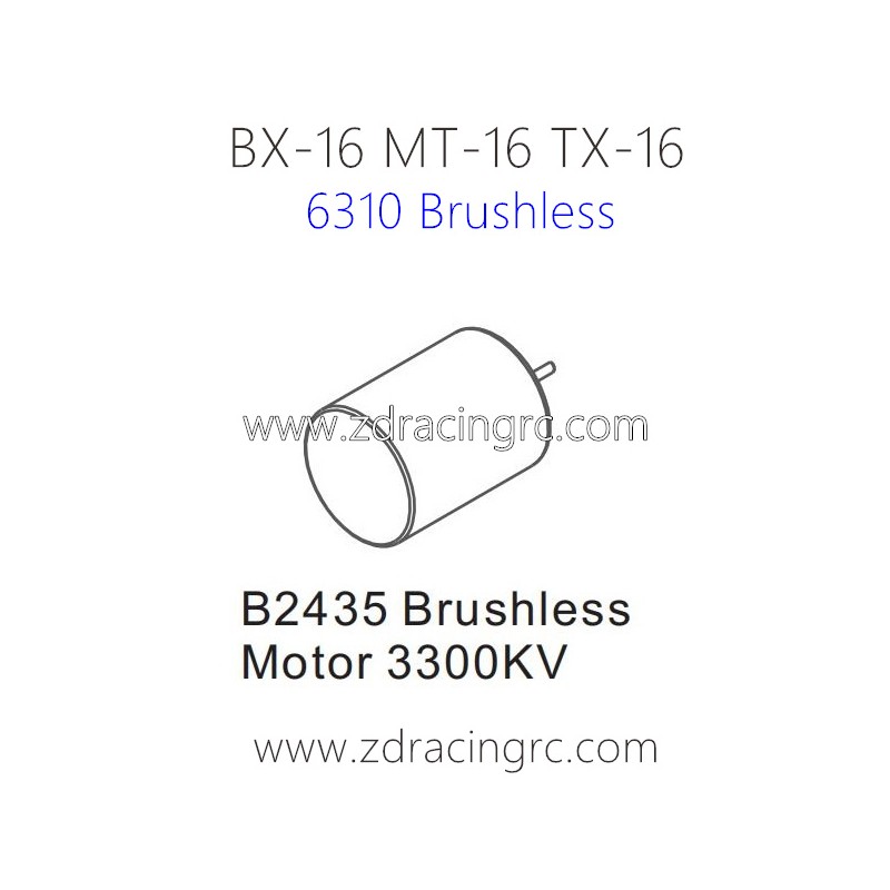 ZD RACING Raptors BX-16 MT-16 TX-16 9051 Parts 6310 B2435 Brushless Motor 3300KV