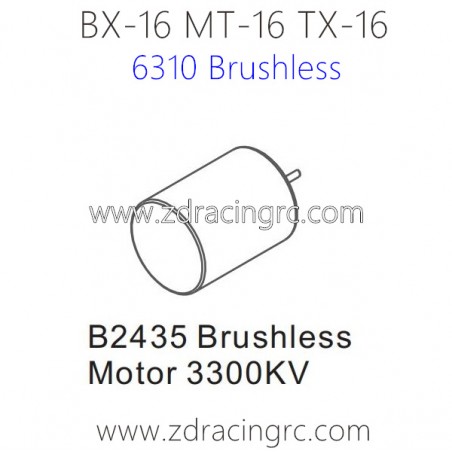 ZD RACING Raptors BX-16 MT-16 TX-16 9051 Parts 6310 B2435 Brushless Motor 3300KV