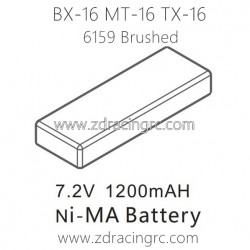ZD RACING Raptors BX-16 MT-16 TX-16 9051 Parts 6159 7.2V Ni-MA Battery