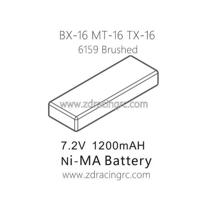 ZD RACING Raptors BX-16 MT-16 TX-16 9051 Parts 6159 7.2V Ni-MA Battery
