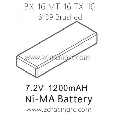 ZD RACING Raptors BX-16 MT-16 TX-16 9051 Parts 6159 7.2V Ni-MA Battery