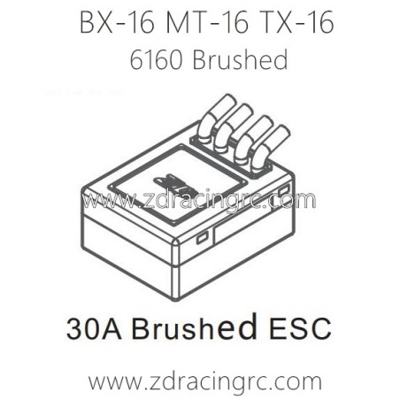 ZD RACING Raptors BX-16 MT-16 TX-16 9051 Parts 6160 30A Brushed ESC