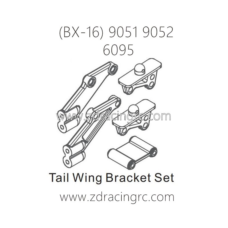 ZD RACING Raptors BX-16 9051 9052 Parts 6095 Tail Wing Bracket Set