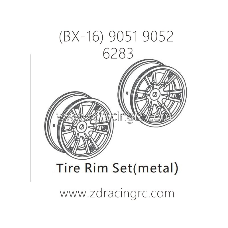 ZD RACING Raptors BX-16 9051 9052 Parts 6283 Upgrade Tire Rim set Metal