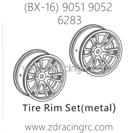 ZD RACING Raptors BX-16 9051 9052 Parts 6283 Upgrade Tire Rim set Metal