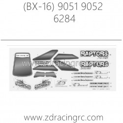 ZD RACING Raptors BX-16 9051 9052 Parts 6284 6285 Body Paper Yellow