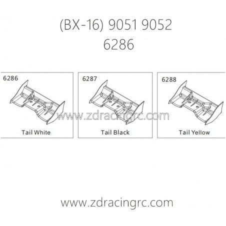 ZD RACING Raptors BX-16 9051 9052 Parts 6286 Tail White 6287 Black 6288
