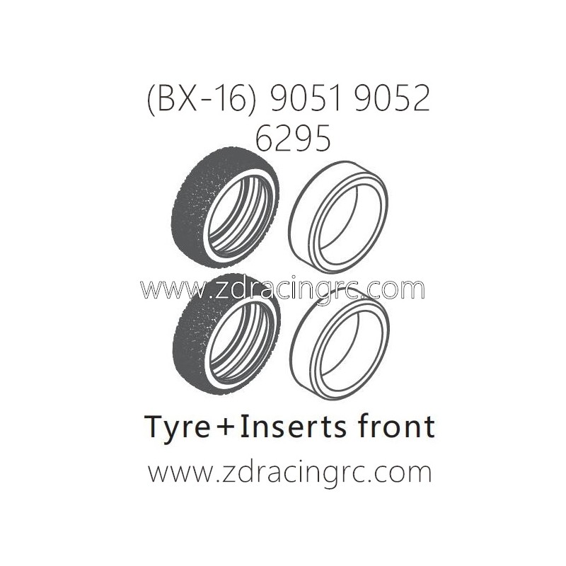 ZD RACING Raptors BX-16 9051 9052 Parts 6295 Tire and Insert Front
