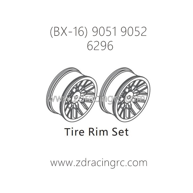 ZD RACING Raptors BX-16 9051 9052 Parts 6296 Tire Rim Set