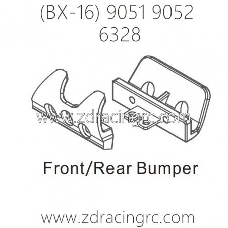 ZD RACING Raptors BX-16 9051 9052 Parts 6328 Front Rear Bumper