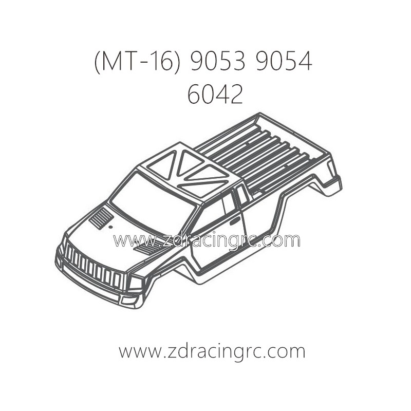 ZD RACING Raptors MT-16 9053 9054 Parts 6042 Body Transparent PVC