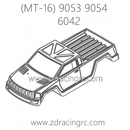 ZD RACING Raptors MT-16 9053 9054 Parts 6042 Body Transparent PVC ZD RACING Raptors MT-16 9053 9054 Parts 6042 Body Transparent PVC