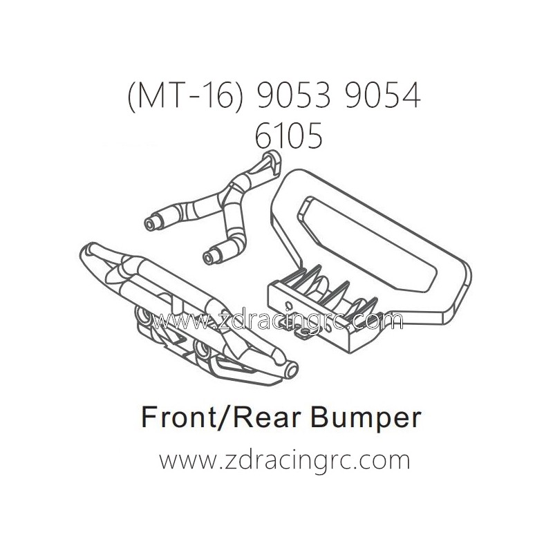 ZD RACING Raptors MT-16 9053 9054 Parts 6105 Front Rear Bumper