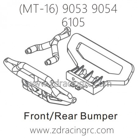 ZD RACING Raptors MT-16 9053 9054 Parts 6105 Front Rear Bumper