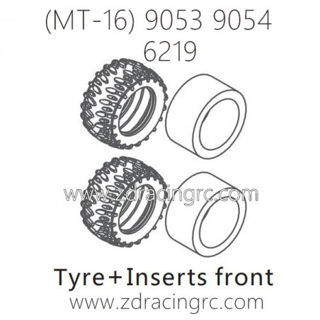 ZD RACING Raptors MT-16 9053 9054 Parts 6219 Tire and Inserts Front