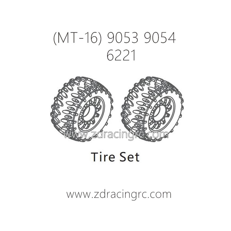 ZD RACING Raptors MT-16 9053 9054 Parts 6221 Tire Assembly