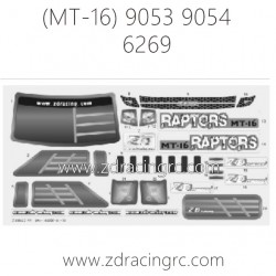 ZD RACING Raptors MT-16 Parts 6269 Body Arm Green